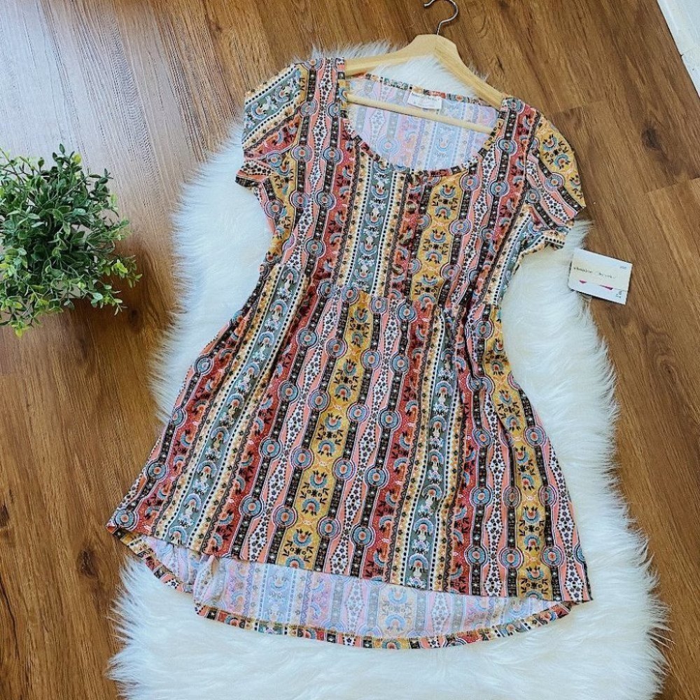 Bobbie Brooks ladies babydoll boho print dress Small